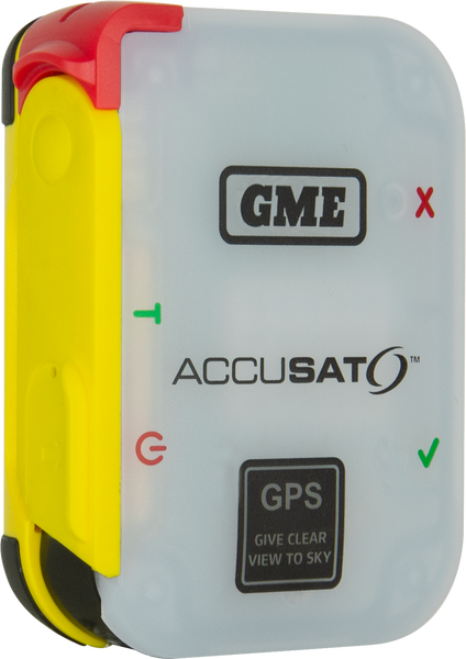 Photograph of MT610G emergency beacon on a slight angle to demonstrate dimensions. 